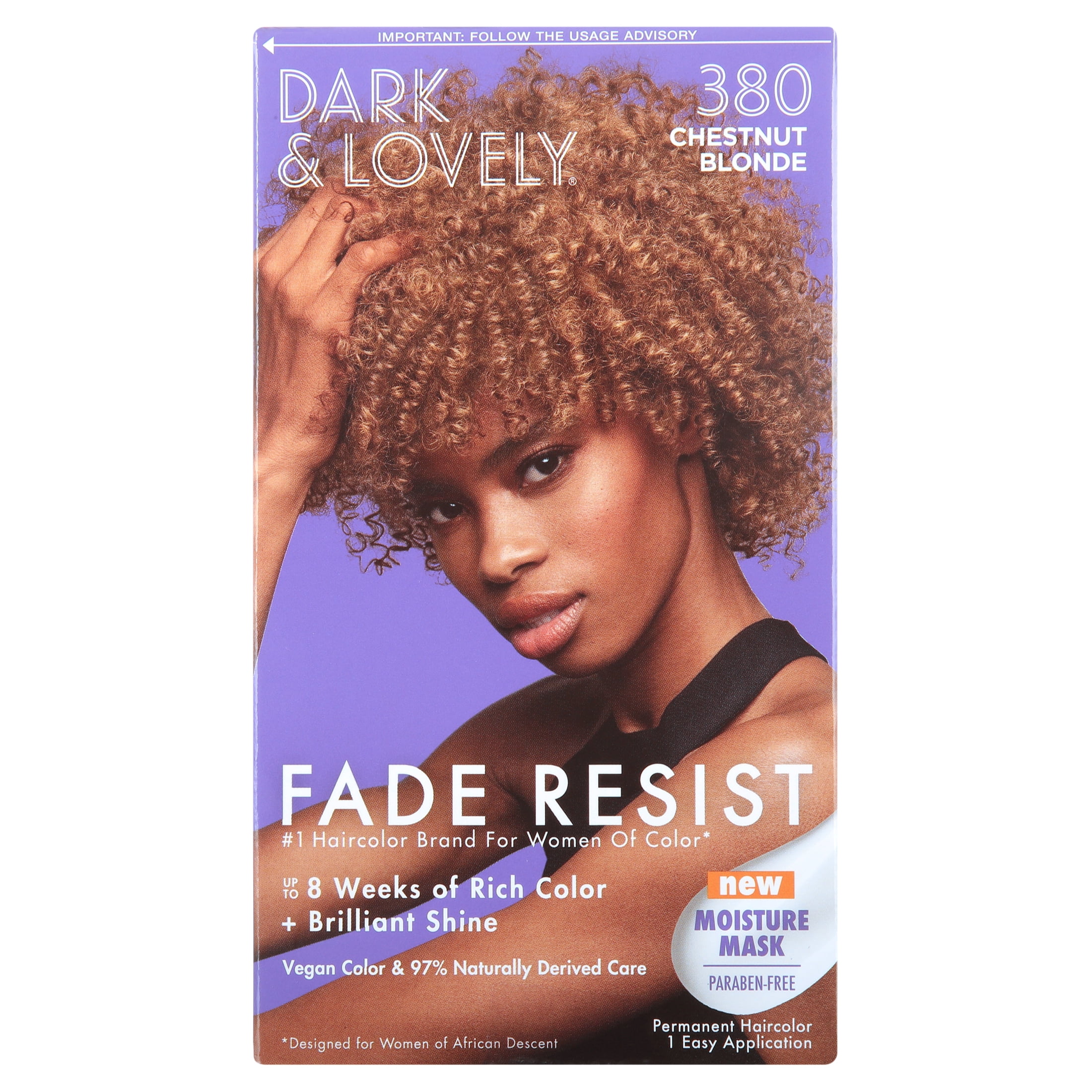 Dark and Lovely Fade Resist Permanent Hair Color, Unisex, 380 Chestnut Blonde