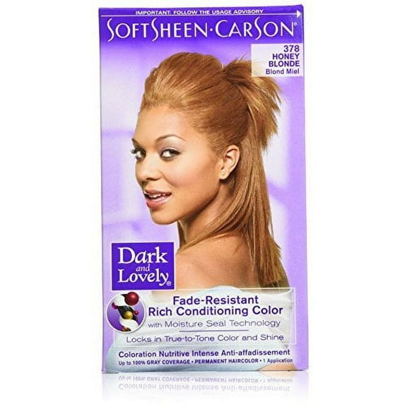Dark & Lovely Long-Lasting True-to-Tone Colour, Permanent, Honey Blonde 378 (Pack of 3)