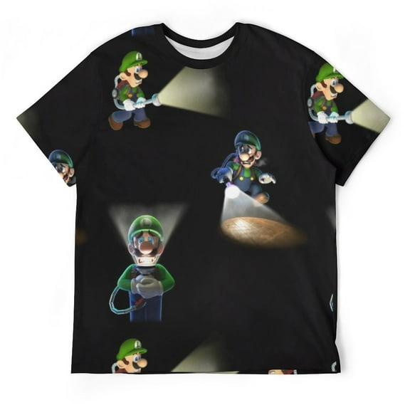 Dark Luigi's Mansion Moon Unisex Short-sleeve Shirt For Men Women Novelty 3D Print T-Shirt Soft Comfortable Tee Shirts