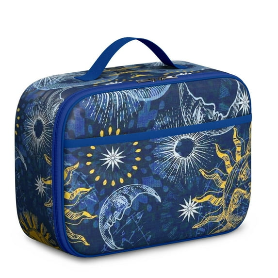Dark Lunch Bag – Gothic Moon Starry Night Steampunk Celestial Cosmic Sunburst Lunar Eclipse Astral Insulated Lunch Tote for School, Daycare, and Travel