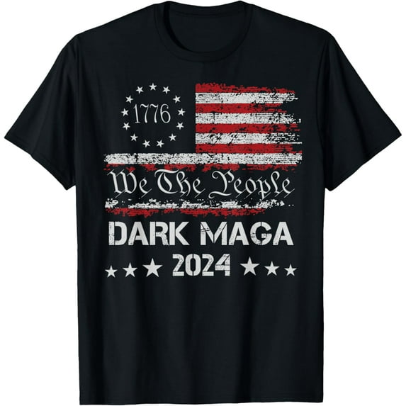 Dark MAGA Trump 2024 US Flag Vintage President Campaign T-Shirt