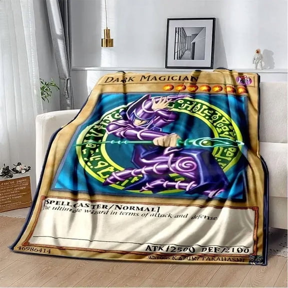 Dark Magician Spellcaster Trading Card Anime Fantasy Magic Flannel Fleece Blanket