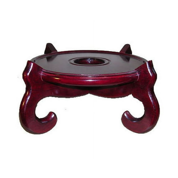 Dark Mahogany Color 4-Legged Oriental Fish Bowl Stand (7.5" W x 5" H) - Oriental Furniture Warehouse