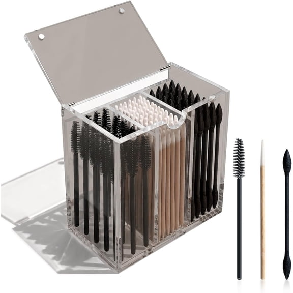 Dark Makeup ganizer Box with Lid Cover - 3 Compartment Makeup Brush Holder & ganizer f Disposable Makeup Applicats, Brushes, & Mascara Wands