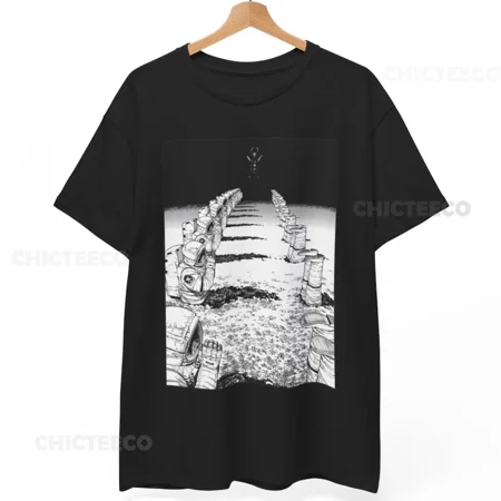 Dark Manga Praying Astronauts T-Shirt Gothic Anime Spooky Unisex Tee