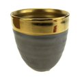 thumbnail image 1 of Dark Matte Ceramic Pot with Gold Rim, Gray, 4-1/4-Inch, 1 of 1