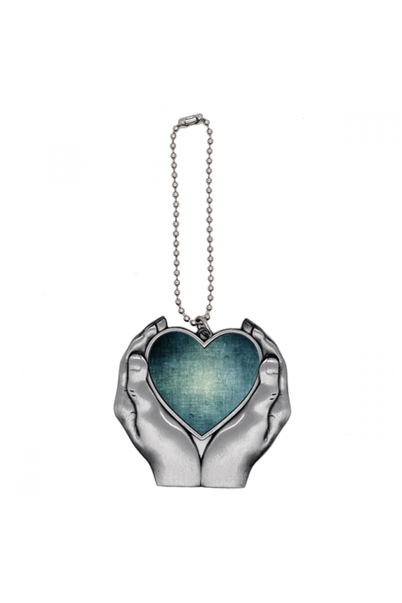 Dark Metal Scratch Rough Texture Pattern Car Keychain Heart Pendant Ornament Charm