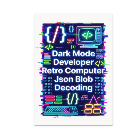 Dark Mode Developer Retro Computer Art - Coding Enthusiast - 13x19 Poster Print