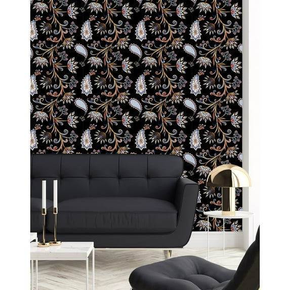 Dark Monogram Wallpaper Peel-and-Stick - 25"W x 225"H