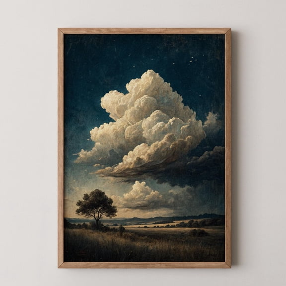Dark Moody Cloud Print 19Th Century Sky Vintage Gothic Cloud Art Minimalist Stormy Sky Print Dark Wall Decor Wall Art