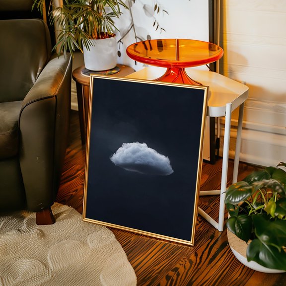 Dark Moody Cloud Wall Poster Art Minimalist Floating Cloud For Gothic , Poster Print Only