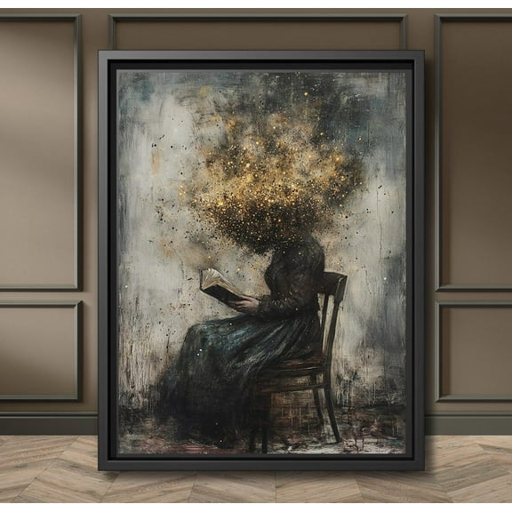 Dark And Moody Gothic Wall Art, Victorian Woman Reading, Surreal Dark Academia Decor Poster, Perfect For Goths With Edgy Homes, Unframed Poster Size 12x18