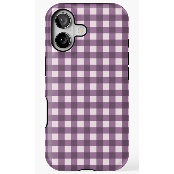Dark Moody Purple Gingham Pattern Retro Plaid Aesthetic Phone Case for iPhone 11 12 13 14 15 16 17 Pro Max