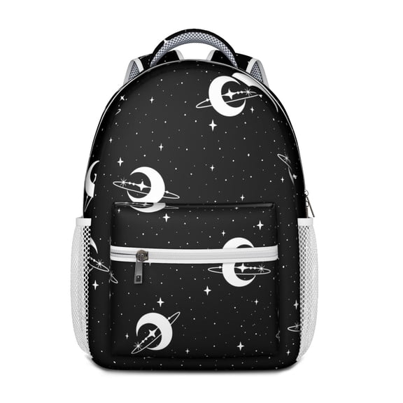 Dark Moon and Stars Gothic Backpack – Celestial Eclipse, Cosmic Sky & Astral Map with Mystical Gothic Art