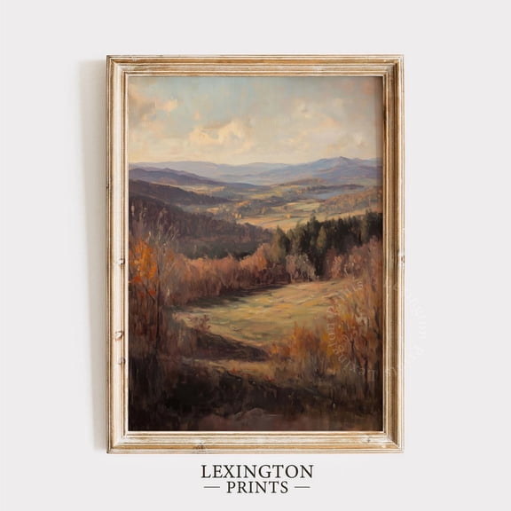 Dark Mountain Valley Fall Wall Art, Unframed Paper Print Size 8x12