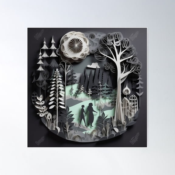Dark Mystical Forest Poster Wall Art, Modern Wall Decor For Living Room Bedroom, 24x24 UNFRAMED