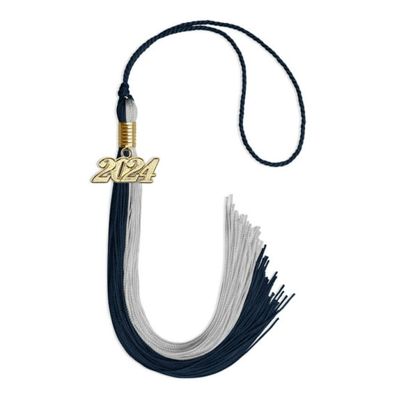 Endea Graduation Dark Navy Blue/Grey Graduation Tassel with Gold Date Drop