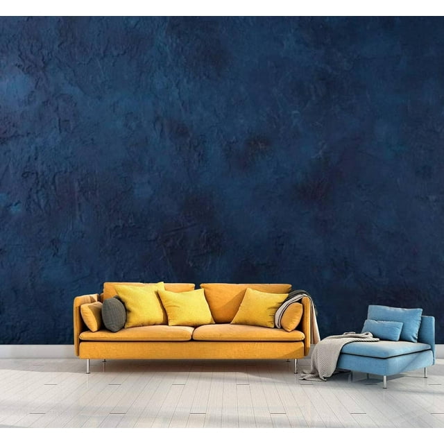 Dark Navy Blue Stone Texture Wallpaper 3D Mural, Top View Copy Space