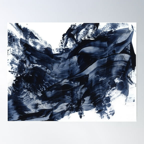 Dark Navy Gray Acrylic Abstract Painting Poster Wall Art, Modern Wall Decor For Living Room Bedroom, 12x18 UNFRAMED