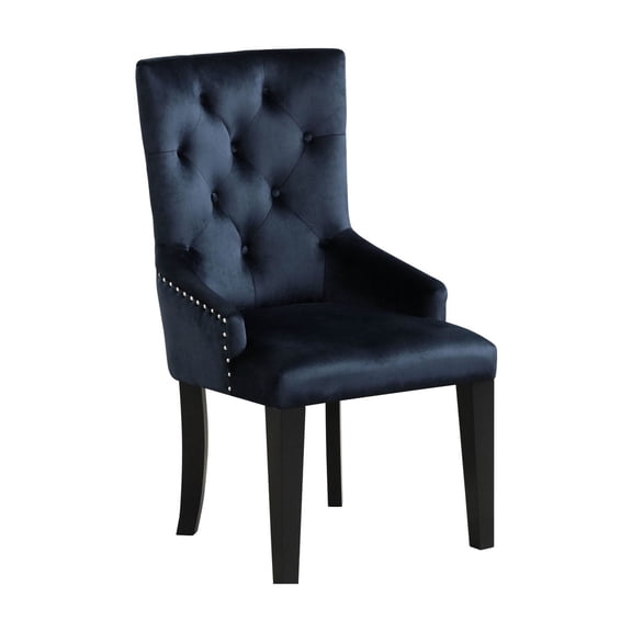 Dark Navy Parson Chair | Button - Tufted Backrest for Style | Durable Foam and Tapered Legs | Resolves the Problem of Worn - Out Chairs