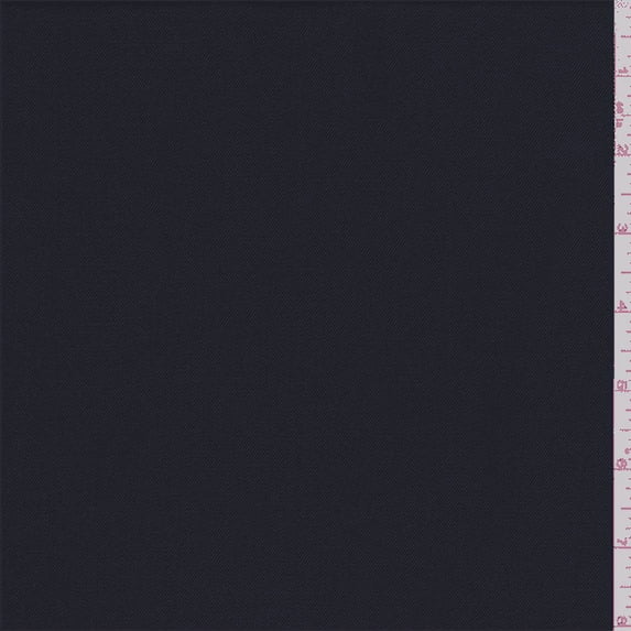 Dark Navy Wool Blend Gabardine, Fabric Sold By the Yard