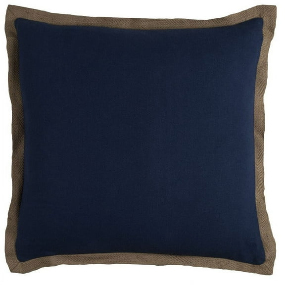 Dark Navy and Natural Jute Throw Pillow