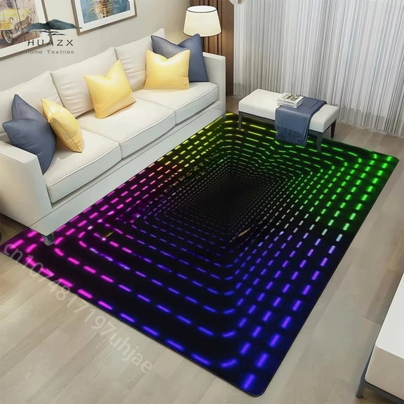 Dark Neon Effect Carpets for Geometric Mat Play Gaming Living Room Floor Bedroom Teens Cool Rug E-Sport Rugs Home Decoration