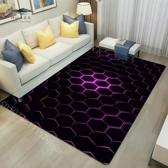 Dark Neon Effect Carpets for Geometric Mat Play Gaming Living Room Floor Bedroom Teens Cool Rug E-Sport Rugs Home Decoration