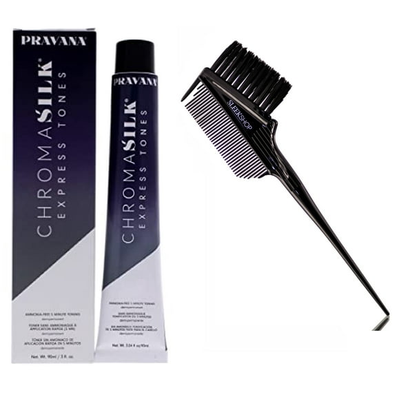 Dark Neutral Pearl , Pravana Chromasilk EXPRESS TONES Ammonia-Free 5 minute Toning Demi-Permanent Hair Color Dye Haircolor Chroma Silk - Pack of 2 w/ Sleek 3-in-1 Brush Comb