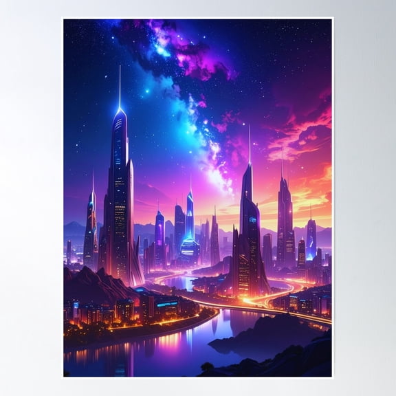 Dark Night City Poster Wall Art, Modern Wall Decor, 24x36 UNFRAMED