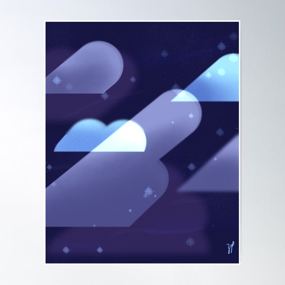 Dark Night Clouds Poster Wall Art, Modern Wall Decor, 8x12 UNFRAMED