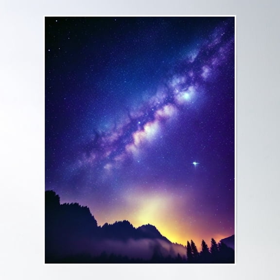 Dark Night Sky With Milky Way Pattern Poster Wall Art, Modern Wall Decor, 8x12 UNFRAMED