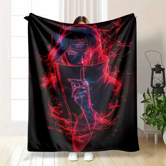 Dark Ninja Aura Flannel Blanket Neon Fire Print Design Ultra Soft Warm Lightweight Decorative Throw Blanket Bedroom Living Room Sofa Office Gift Lounge Home Decor
