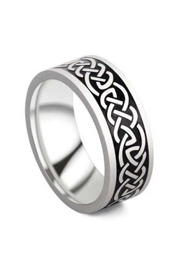 Dark Norse Knot Viking Ring Stainless Steel Celtic Knotwork Wedding Band