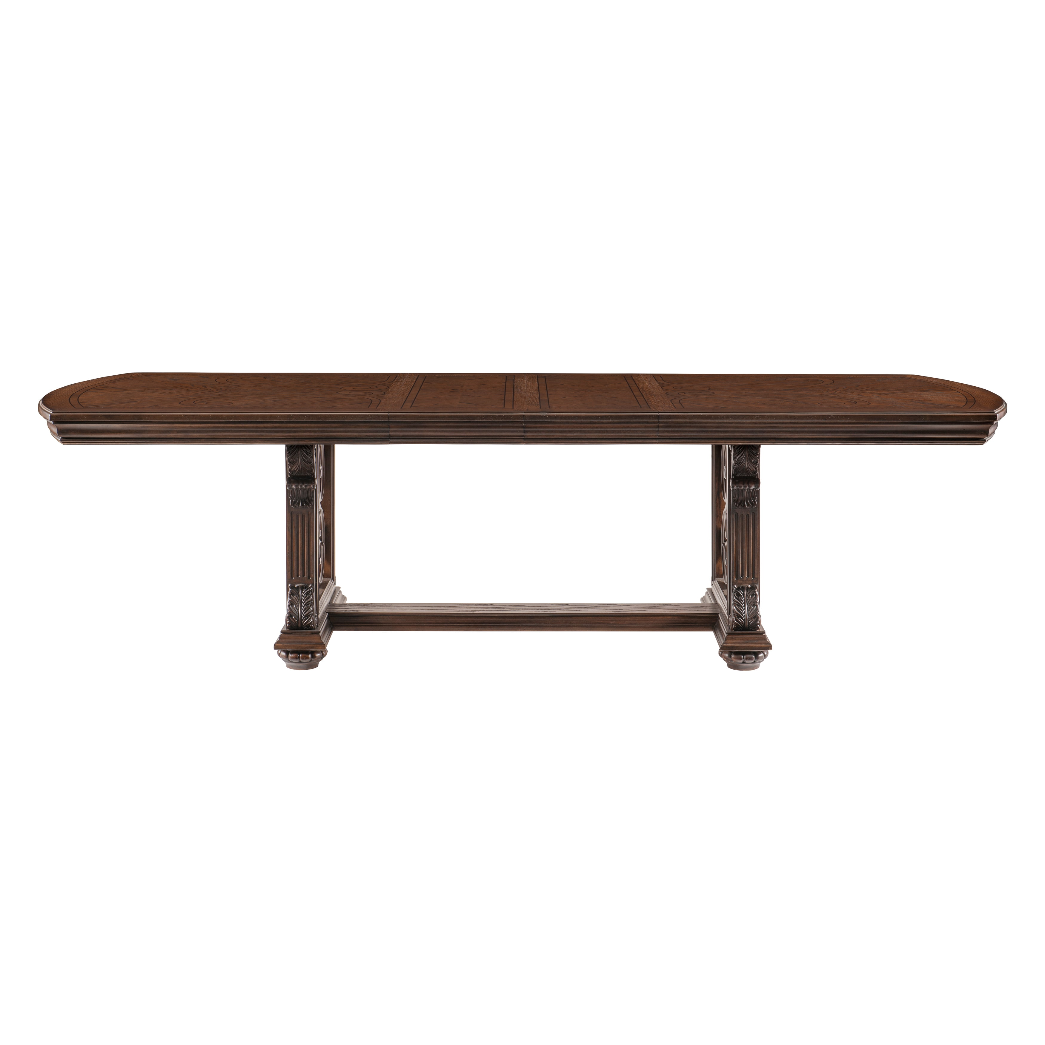 Dark Oak Dining Table with Leaf Extension Seats 8 Traditional