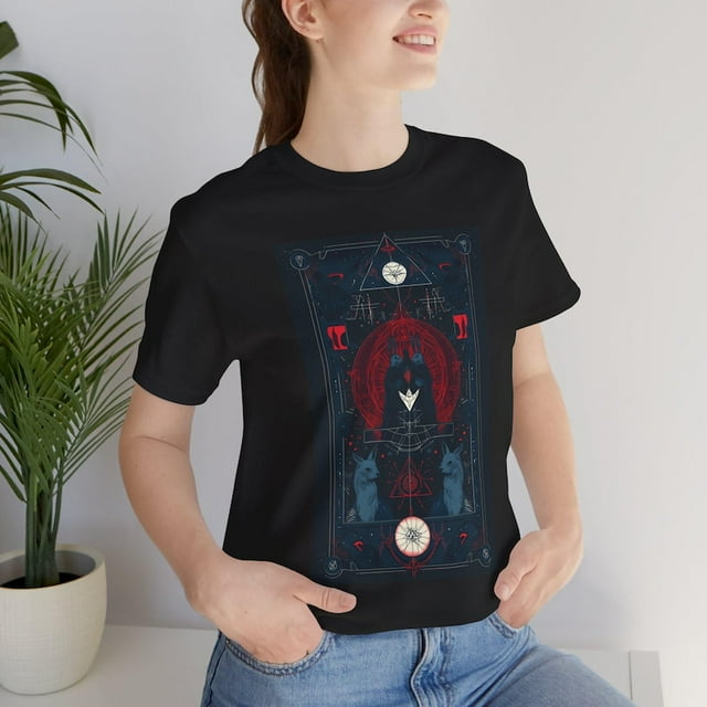 Dark Occult Ritual Shirt – Gothic Symbolic Wolf Witchcraft Alchemy Wiccan Tee