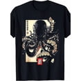 thumbnail image 1 of Dark Octopus Japanese Art Print T-Shirt, Unisex, 2025 Summer Short Sleeve Print T-Shirt, 220g Pure Cotton, 1 of 5