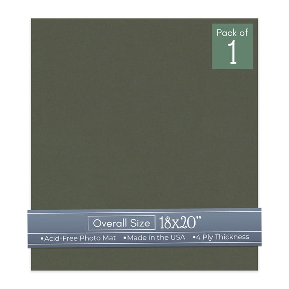 Dark Olive Green 18x20 Uncut Art Mat Board - No Opening - 1 Mat