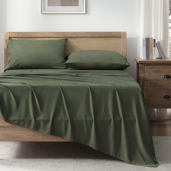 Dark Olive Green Queen Sheets Set