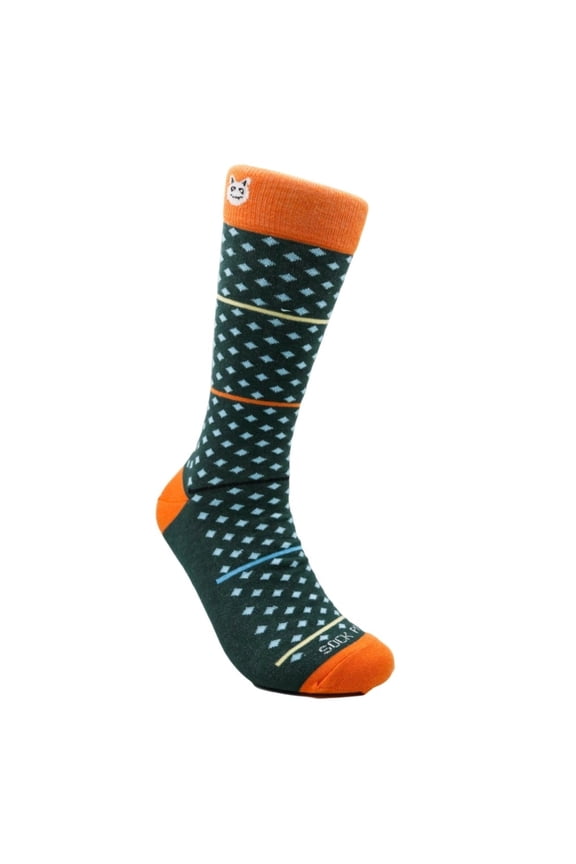 Dark Olive Green with Blue Diamonds Patterned Office Socks
