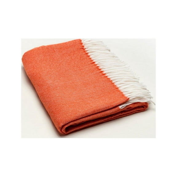 Dark Orange Soft Acrylic Herringbone Throw Blanket