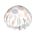 thumbnail image 1 of Dark Orange dots print Shower Cap, Reusable Bath Hair Hat for all Hair Lengths Hair Cover with Elastic Band Double Waterproof Layers Bathing Hat, 1 of 5