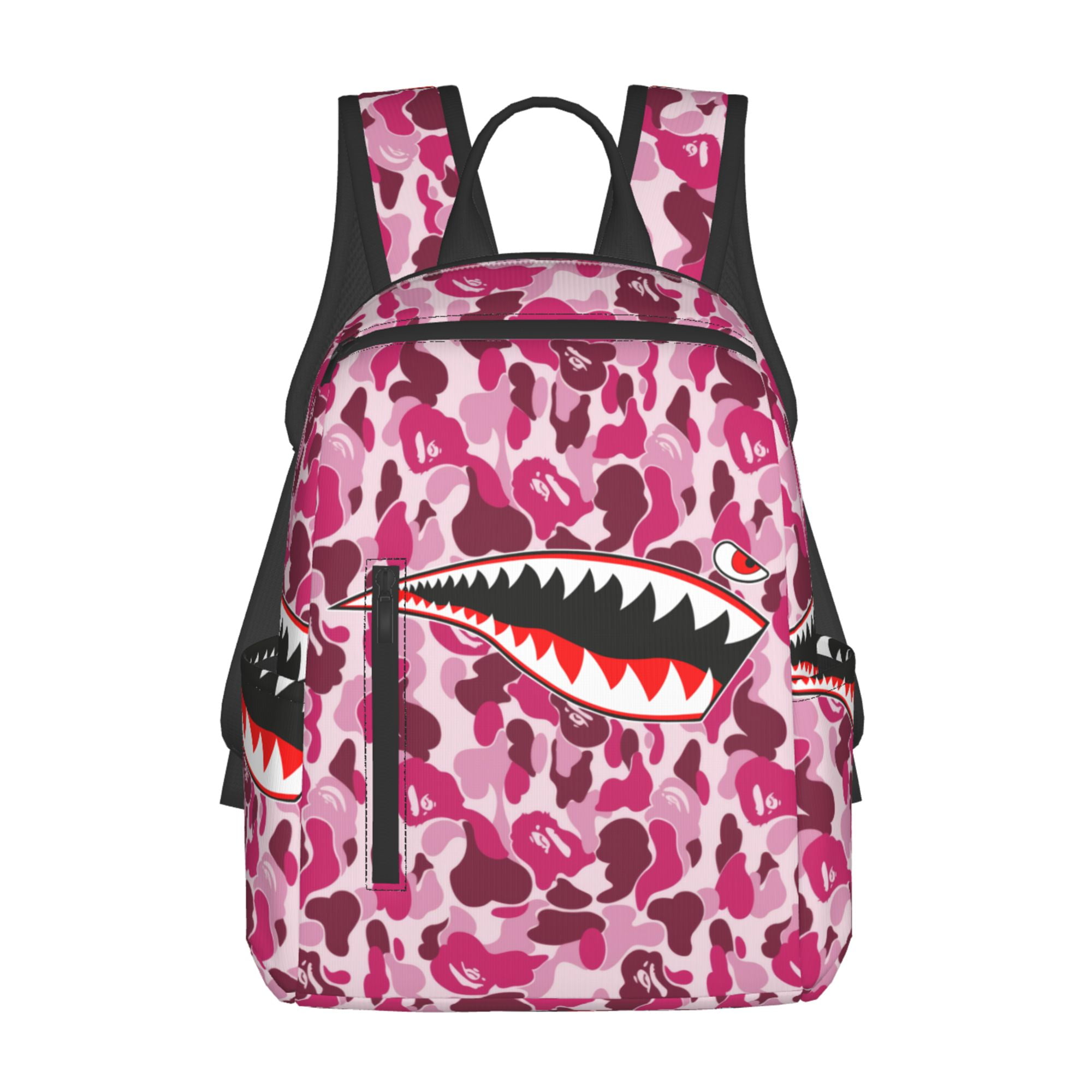Dark Pale Pink Bape Shake Camo Lightweight Backpack for Kids Adult College Business Travel Casual Bag Student Bookbag Walmart