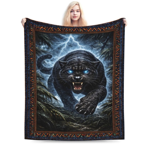Dark Panther Art Blanket for Couch Bed Gothic Fantasy Wild Animal Design Halloween Home Decor Gift 50x40