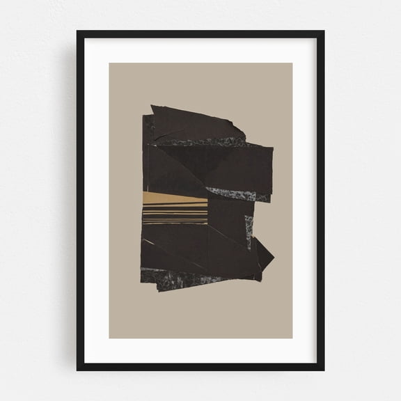 Dark Paper Cut  - Collage Black Framed Wall Art Print 12 x 18 inches