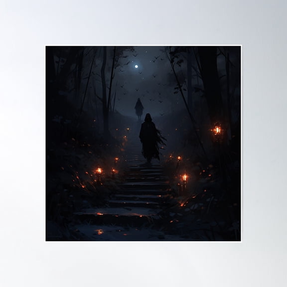 Dark Path Poster Wall Art, Modern Wall Decor, 24x24 UNFRAMED