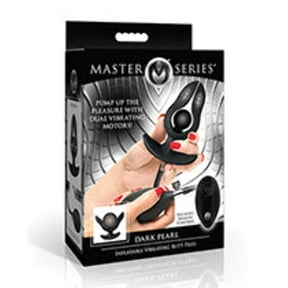 Master Series Dark Pearl Inflatable Vibrating Butt Plug w/Remote Control - Black