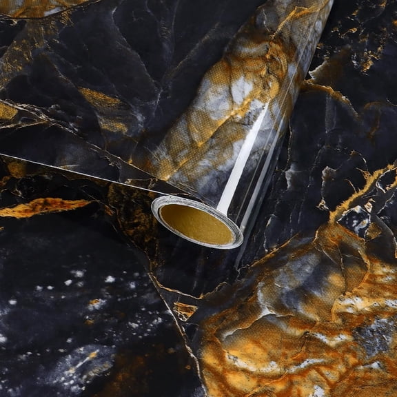Dark Peel and Stick Countertops Black Gold Gray Marble Contact Paper Glossy Waterproof Granite Marble Wallpaper for Kitchen Table Desk Self Adhesive Vinyl Counter Top Wrap 11.8"x118"