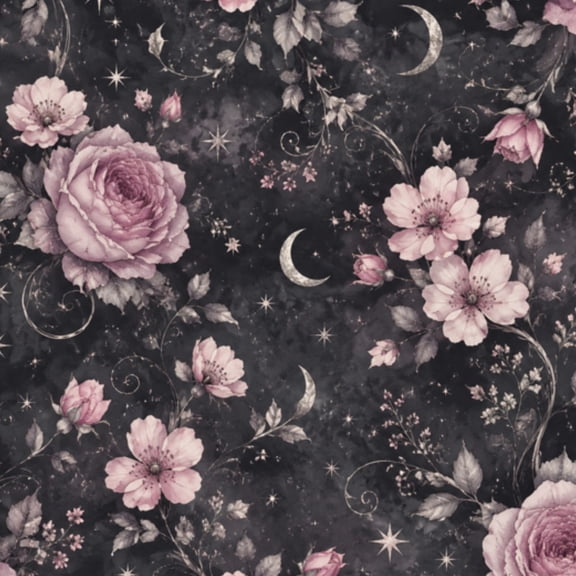 Dark Peel and Stick Wallpaper Golden Full Moon Botanical Floral Frame Dark Starry Night Wall Mural 17.7in x 9.8ft Self Adhesive Removable Wall Paper Renter Friendly Wallpaper for Bedroom
