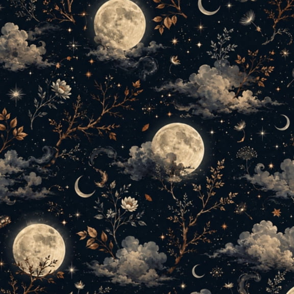 Dark Peel and Stick Wallpaper Mystical Forest Full Moon Cloudy Sky Wall Mural 17.7in x 9.8ft Self Adhesive Removable Wall Paper Renter Friendly Wallpaper for Bedroom
